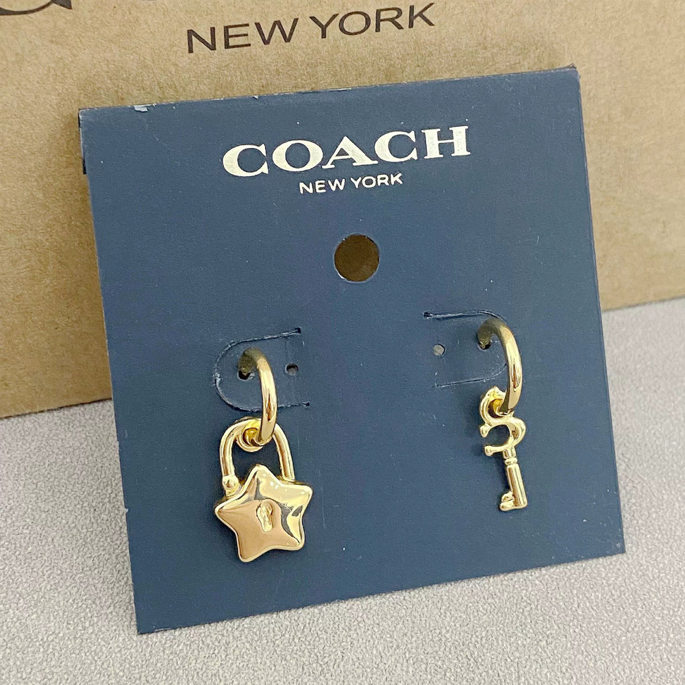 Coach Gold Star Key Earrings Five Point Star Stud